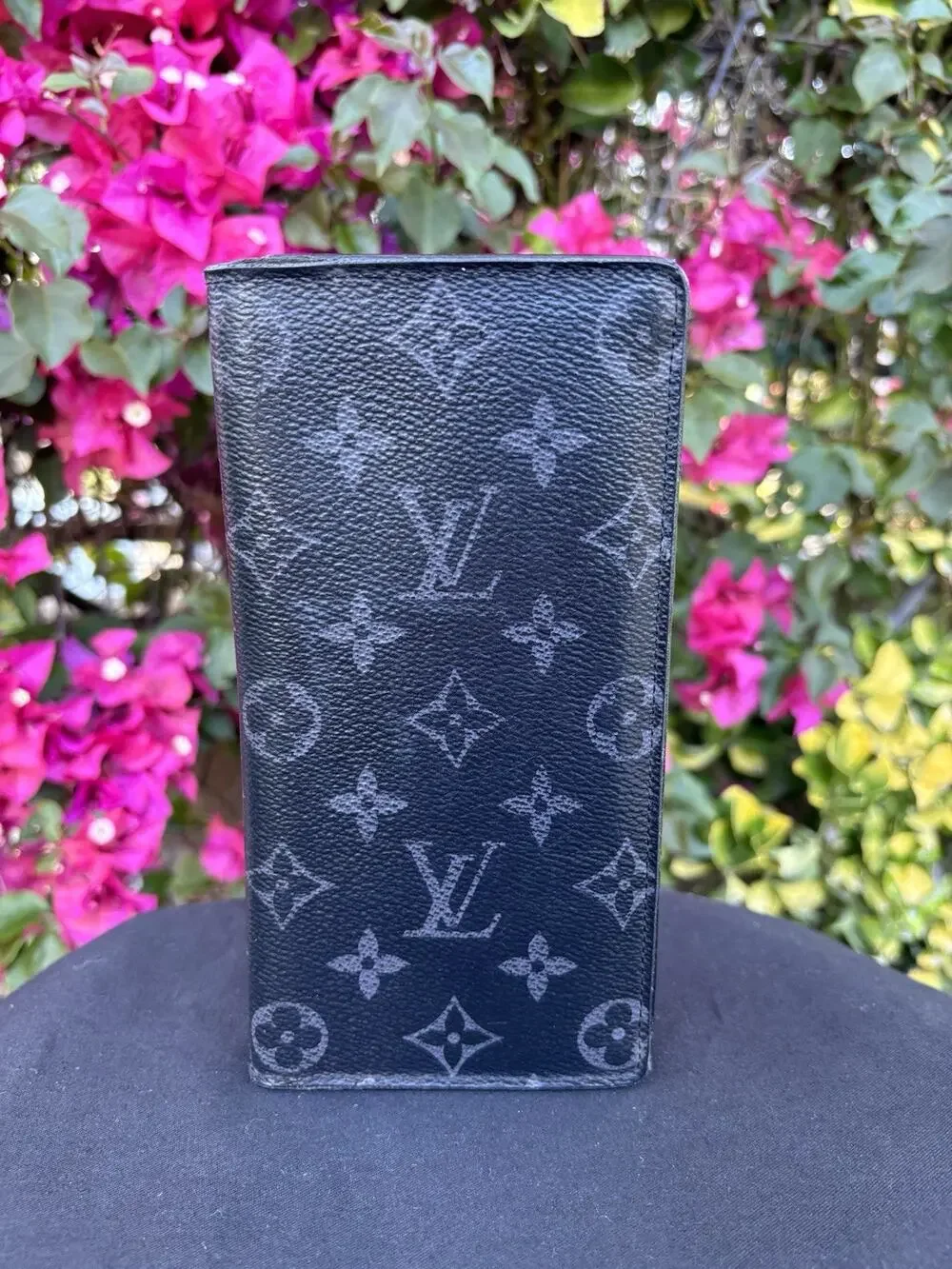 Louis Vuitton Monogram Eclipse Brazza Long Bifold Wallet Black